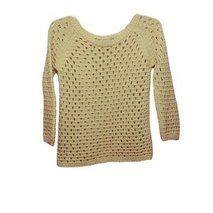 🌺Chelsea & Violet Cream Pullover Open Weave Sweater Size S🌺